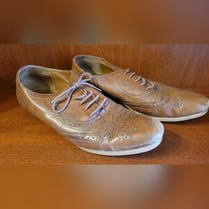 Zara Woman Brown Leather Flat Oxfords